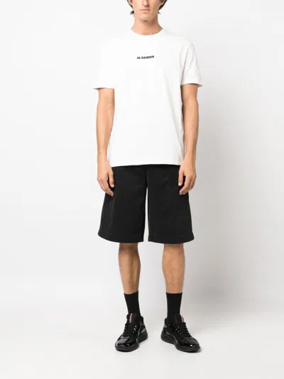 Jil Sander White T-shirt With Short Sleeves And Contrasting Logo Print In Cotton Man
