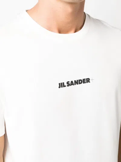 Jil Sander White T-shirt With Short Sleeves And Contrasting Logo Print In Cotton Man