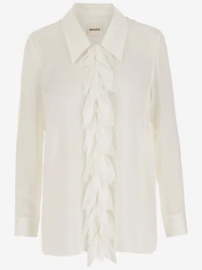 Khaite Luka Button-front Top With Ruffle Detail
