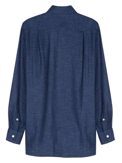 Kiton Men's Long Sleeve Shirt With Cuffed Sleeves And Chest Pockets