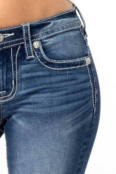Miss Me Diamond Angel Bootcut Jeans In Med/dark Wash