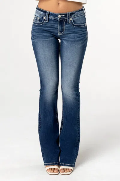Miss Me Diamond Angel Bootcut Jeans In Med/dark Wash