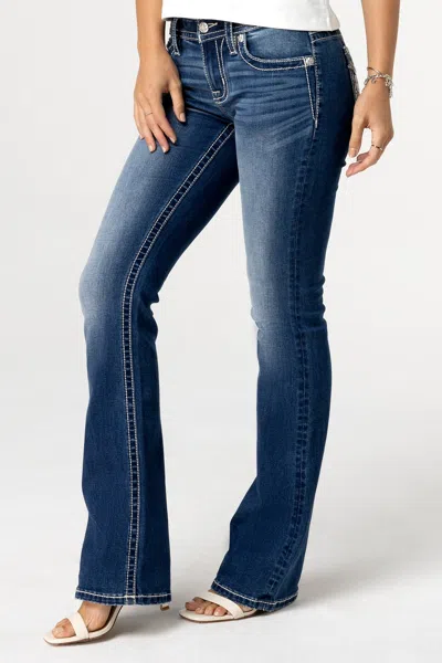 Miss Me Diamond Angel Bootcut Jeans In Med/dark Wash