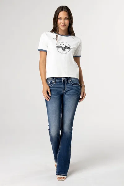 Miss Me Diamond Angel Bootcut Jeans In Med/dark Wash