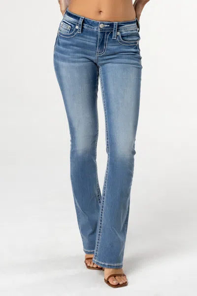 Miss Me Flora Angel Bootcut Jeans In Med/dark Wash