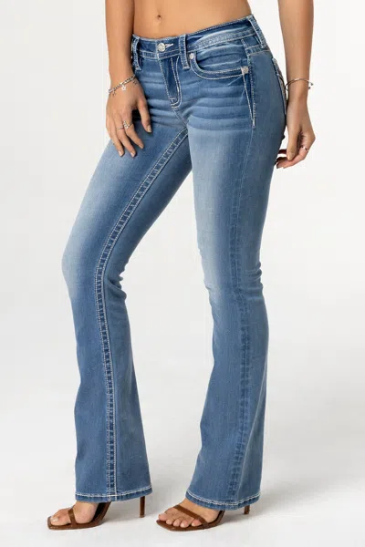 Miss Me Flora Angel Bootcut Jeans In Med/dark Wash