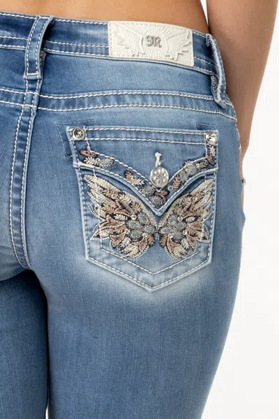 Miss Me Flora Angel Bootcut Jeans In Med/dark Wash