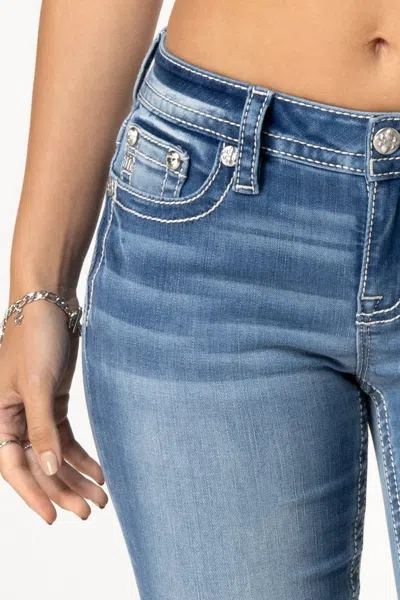 Miss Me Flora Angel Bootcut Jeans In Med/dark Wash