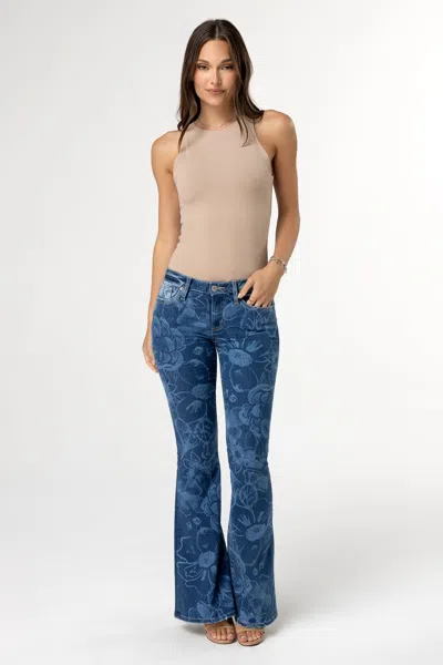 Miss Me Rhiannon Floral Flare Jeans In Medium Wash