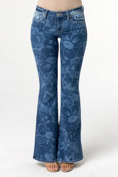 Miss Me Rhiannon Floral Flare Jeans In Medium Wash