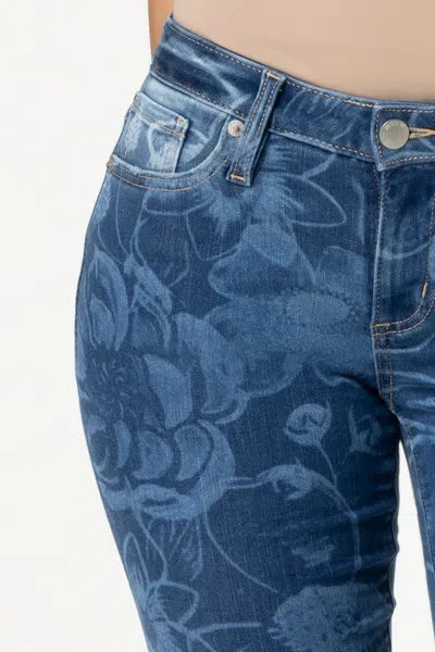 Miss Me Rhiannon Floral Flare Jeans In Medium Wash