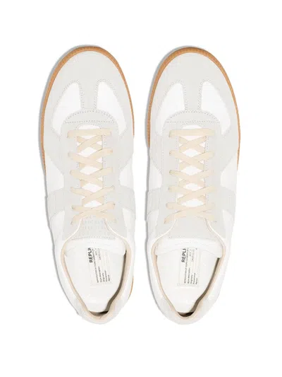 Maison Margiela Off White Leather And Grey Suede Replica Sneakers