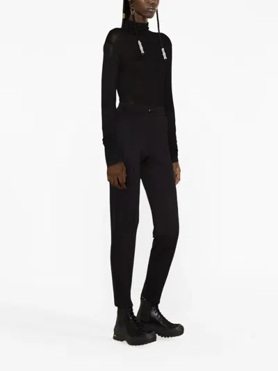 Moncler Slim Fit Stretch Fabric Trousers With Belt Loops And Side Pockets In Black