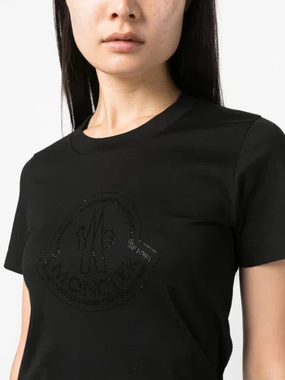 Shop Moncler T Shirt With Crystal Logo