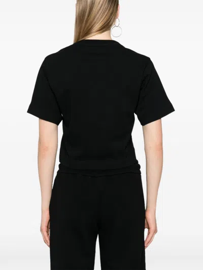 Shop Off-white Off White Black Cotton Crop T Shirt