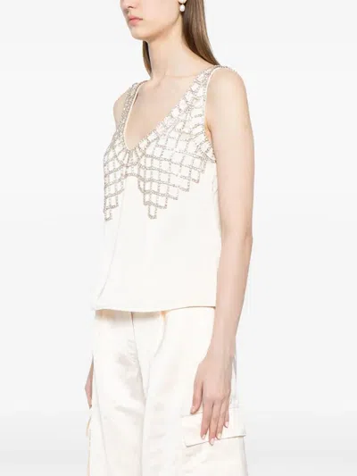 Self-portrait Rhinestone-embellished Sleeveless Blouse
