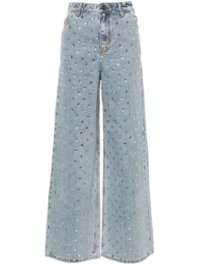 Shop Self-portrait Self Portrait Wide Leg Jeans