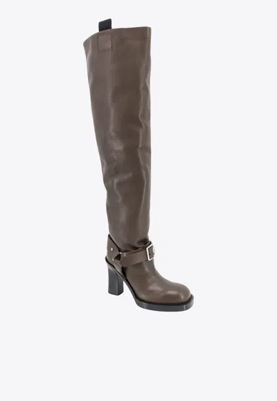 Shop Burberry 85 Soft Stirrup Over-the-knee Boots In Brown