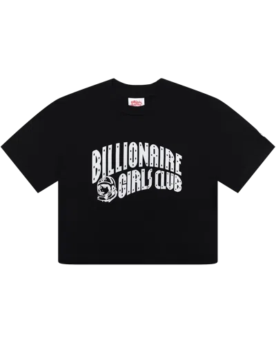 Billionaire Girls Club Exclusives Classic Curve Logo Cropped Tee In Black