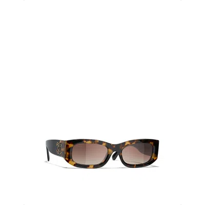 Chanel Womens Brown Rectangle-frame Sunglasses In Brown