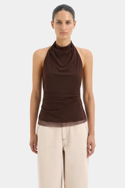 SIR JACQUES MESH HALTER TOP - CHOCOLATE / 3 