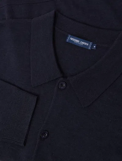 Frescobol Carioca Rino Space Dye Knit Polo In Navy