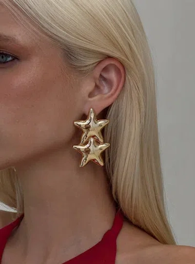 Princess Polly Double Star Earrings In Gold