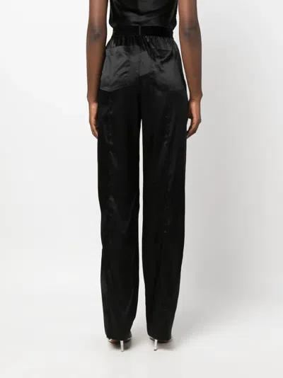 Tom Ford Pantaloni Pajama In Raso Di Seta Elasticizzato In Brown