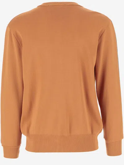 Autry Solid Color Sweatshirt With Zip Closure And Contrasting Deta In Orange