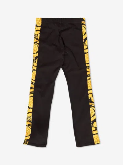 Versace Barocco-print Cotton Leggings In Black