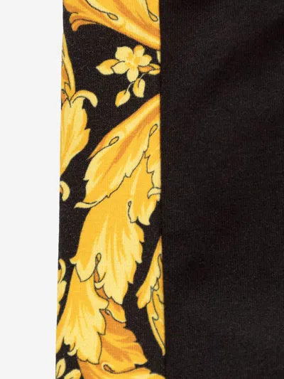 Versace Barocco-print Cotton Leggings In Black