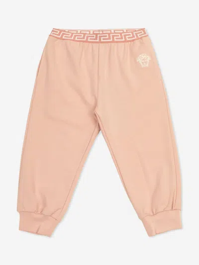 Versace Embroidered-logo Sweatpants In Pink