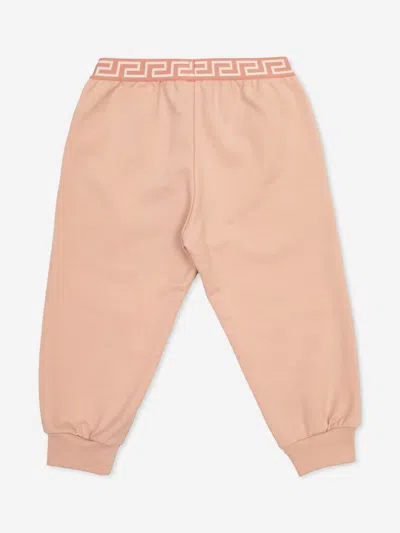 Versace Embroidered-logo Sweatpants In Pink