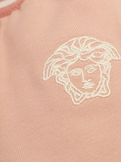 Versace Embroidered-logo Sweatpants In Pink