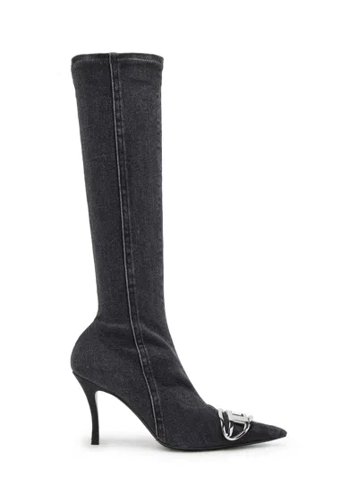 Shop Diesel Stretch Denim Knee-high Boots