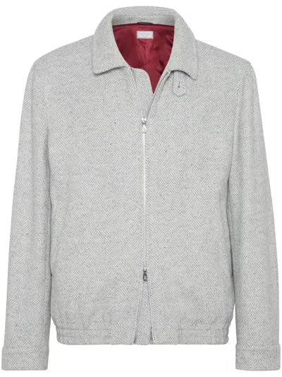 Shop Brunello Cucinelli Zip Jacket In Grey