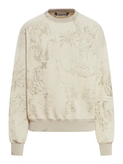 Palm Angels Pencil All Over Sweatshirt In White