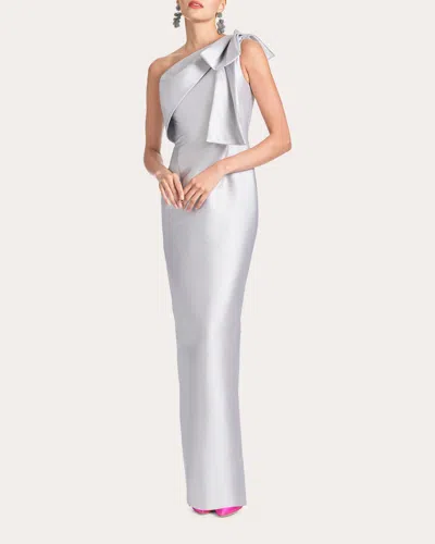 Sachin & Babi Women's Bonnie Bow-embellished Stretch-mikado Gown In Silver