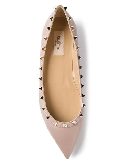Valentino Garavani Rockstud Leather Ballerina Flats, Rose In Http