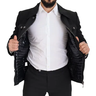 Dolce & Gabbana Black Wool Collared Full Zip Jacket In Black