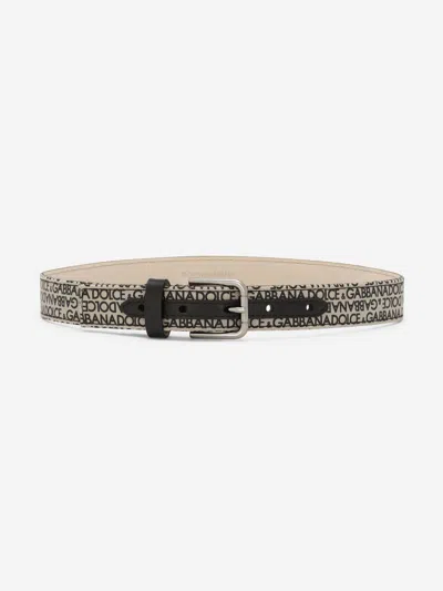Dolce & Gabbana Boys Logo Belt In Beige