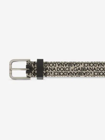 Dolce & Gabbana Boys Logo Belt In Beige