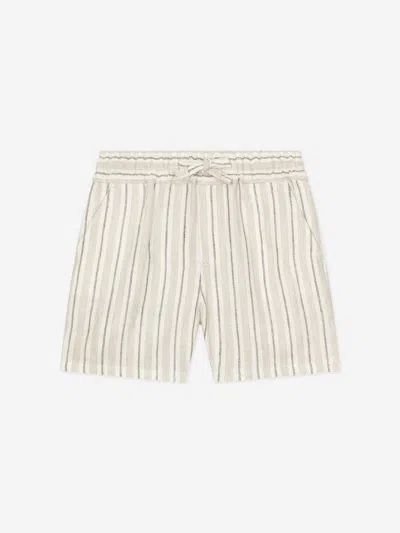 Dolce & Gabbana Stripe-print Linen Shorts In Ivory