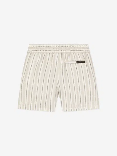 Dolce & Gabbana Stripe-print Linen Shorts In Ivory