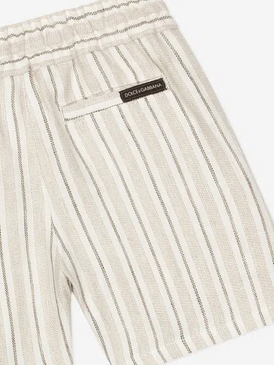 Dolce & Gabbana Stripe-print Linen Shorts In Ivory