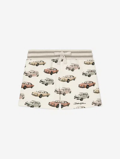 Dolce & Gabbana Car-print Cotton Shorts In Ivory