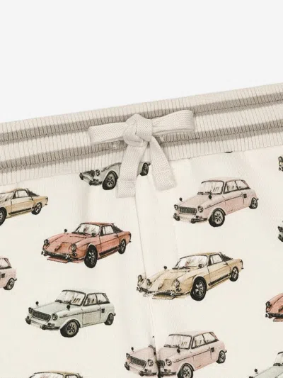 Dolce & Gabbana Car-print Cotton Shorts In Ivory