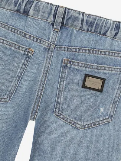 Dolce & Gabbana Logo-plaque Distressed Jeans In Blue