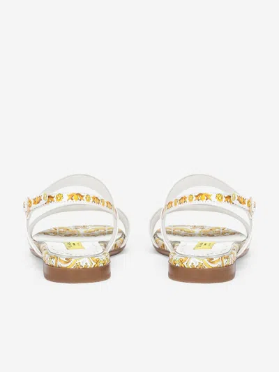 Dolce & Gabbana Printed Leather Sandals In Yellow