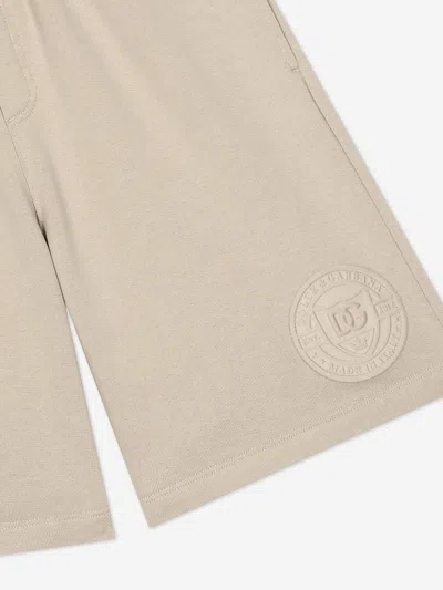 Dolce & Gabbana Logo-print Cotton Shorts In Beige